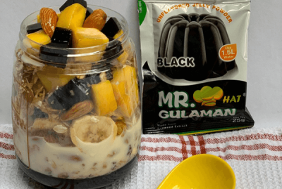 Black Almond Gulaman Muesli with Mango and Banana Fruits