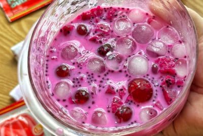 Milky Dragon Fruit Jelly Drink